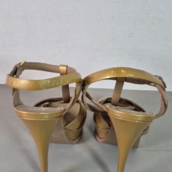 SAINT LAURENT YSL TRIBUTE GOLD HIGH HEEL SANDAL, EXCELLENT. COND AUTHENTICATED - Picture 2 of 4